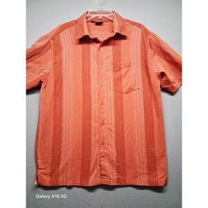 Kavu Men's Short Sleeve Button-Up Shirt Orange, Short Sleeve Size L